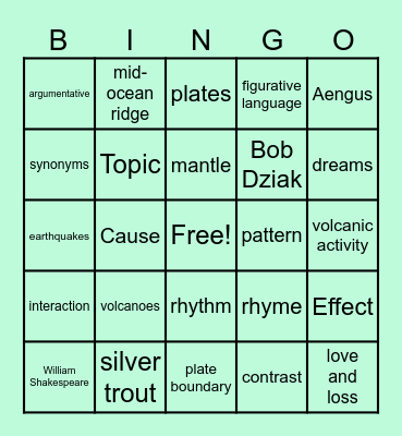 Review: ELA/Science Bingo Card
