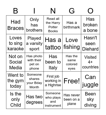 Johns Birthday!!! Bingo Card