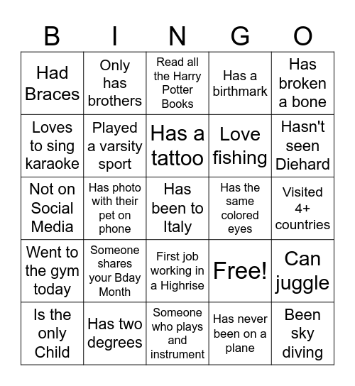 Johns Birthday!!! Bingo Card
