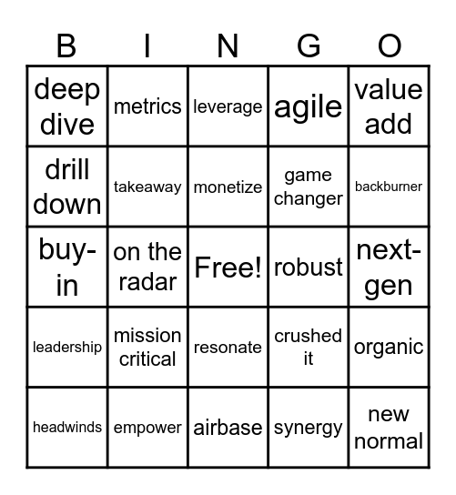Exec Call BINGO Card