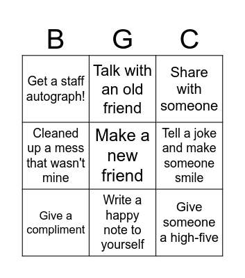 Kindness Bingo Card