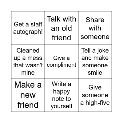 BGC Kindness Bingo Card