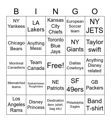 Kids BINGO Card