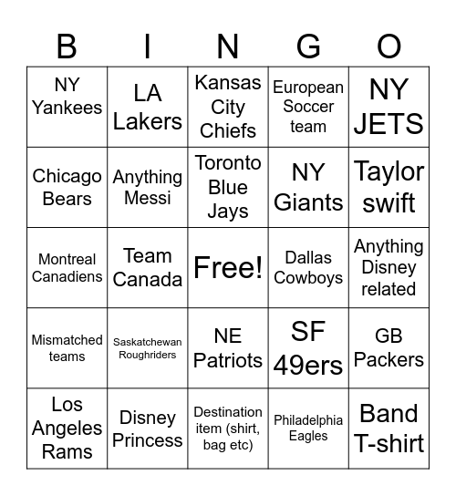 Kids BINGO Card