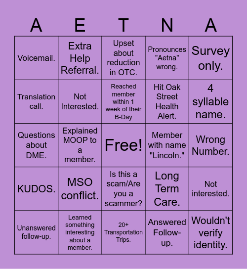 EMO Bingo Card