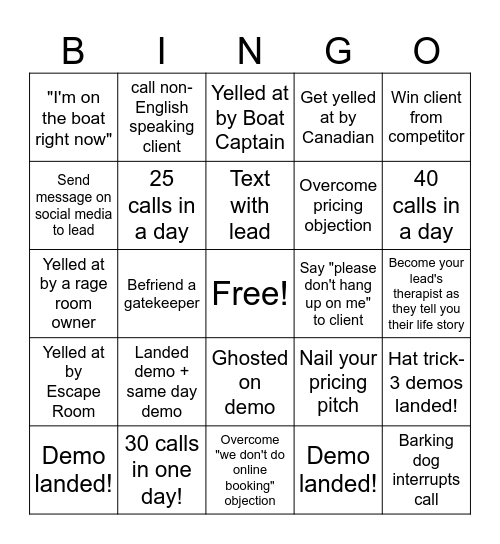 Boats 'N Close Bingo Card