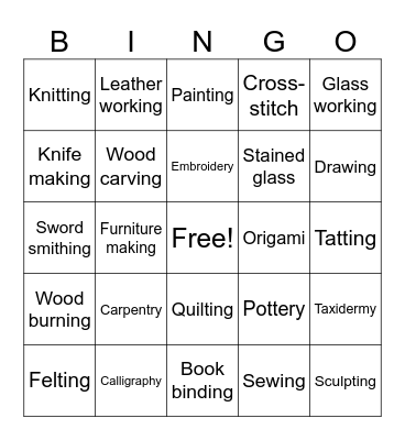 National Craft Month Bingo Card