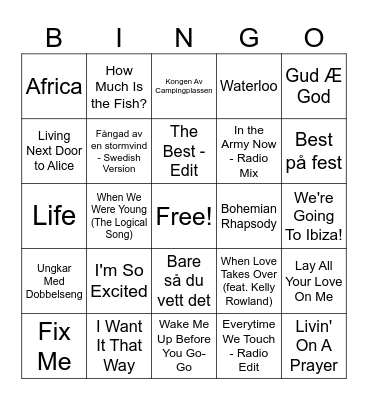 OHM 40 år! Musikk bingo Card