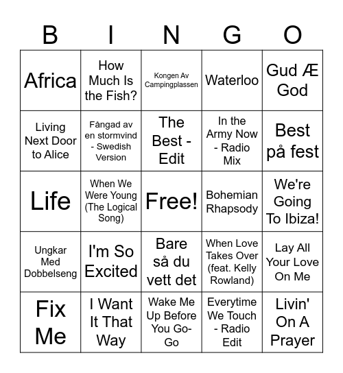 OHM 40 år! Musikk bingo Card
