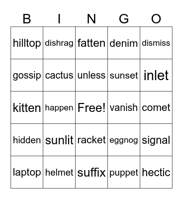 3rd grade phonics Bingo Card