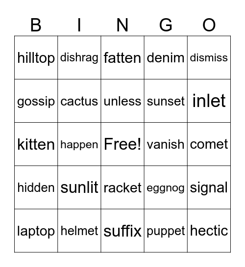 3rd grade phonics Bingo Card
