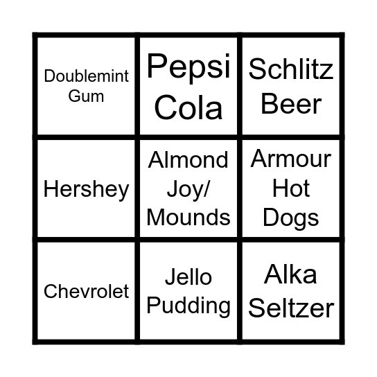 jingle words only Bingo Card