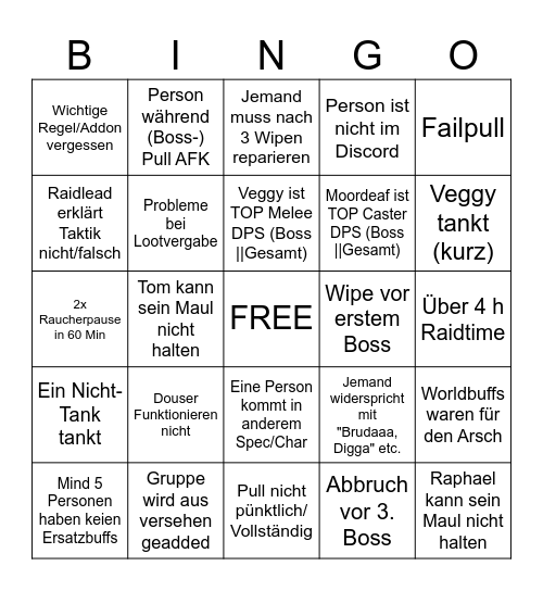 First MC Fail-Bingo Card