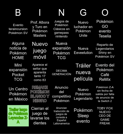 Pokémon Day 2025 Bingo Card