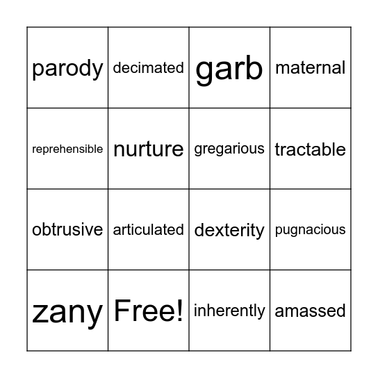 Lesson 14 Bingo Card