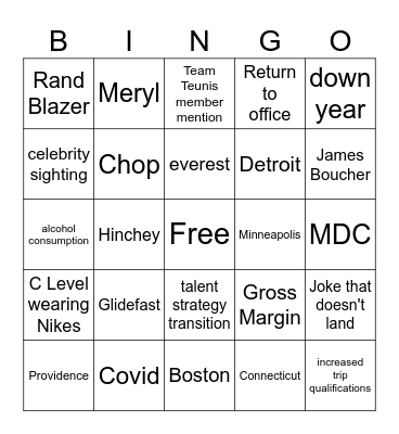 Awards Show Bingo Card