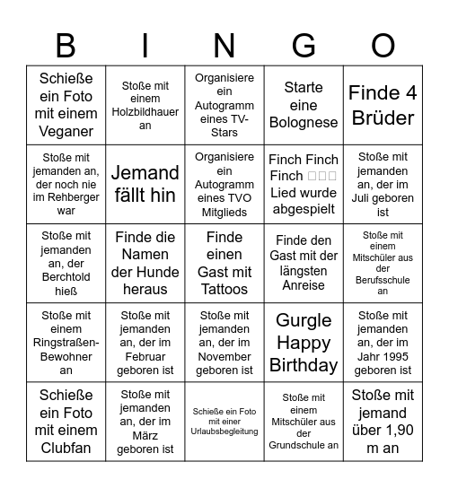 Sonjas 30. Geburtstag Bingo Card