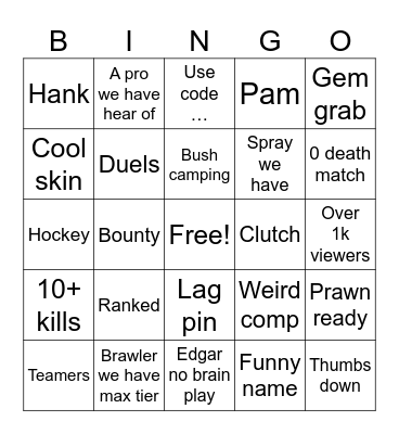 Brawl tv 📺 Bingo Card