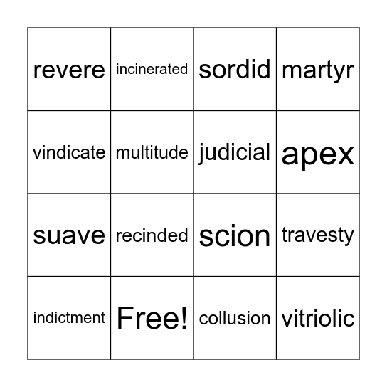 Lesson 19 Bingo Card