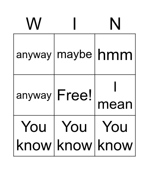 Speaker Coach Bingo Card