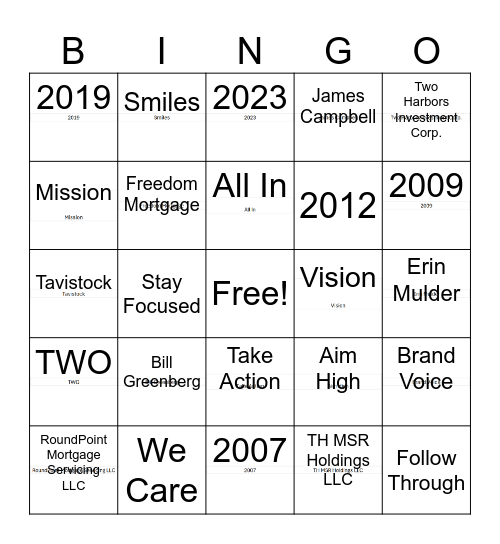 RoundPoint Trivia BINGO Card