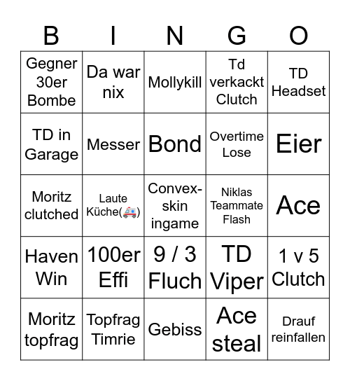 Valo Bingo Card