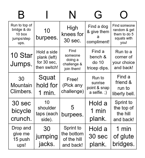 The NP Bingo Challenge Bingo Card