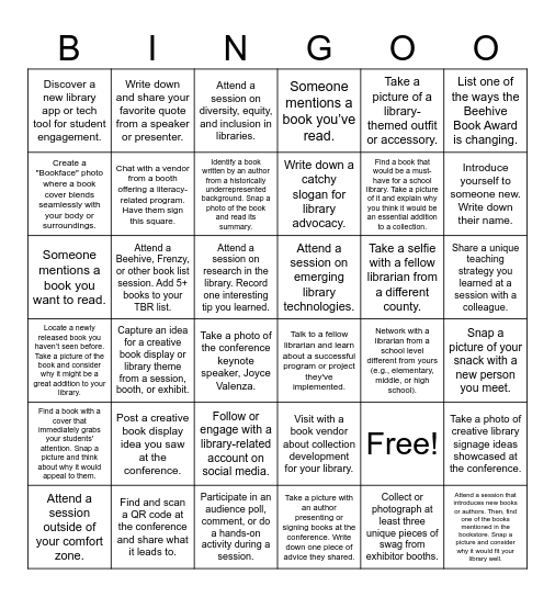 Utah School Library Association Bingo Card