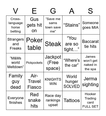 Dead Elvis Run 3 Bingo Card