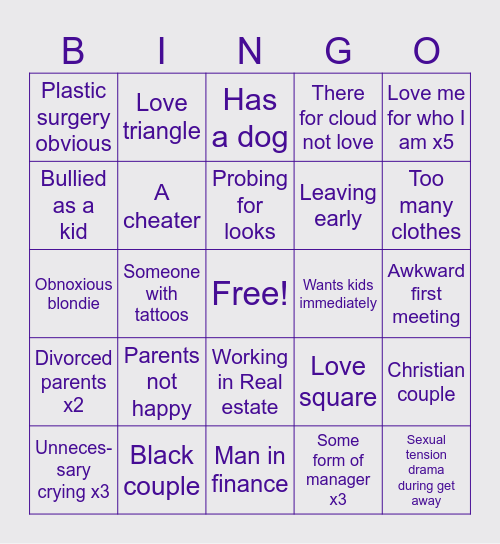 Love Is Blind #8 Bingo Card