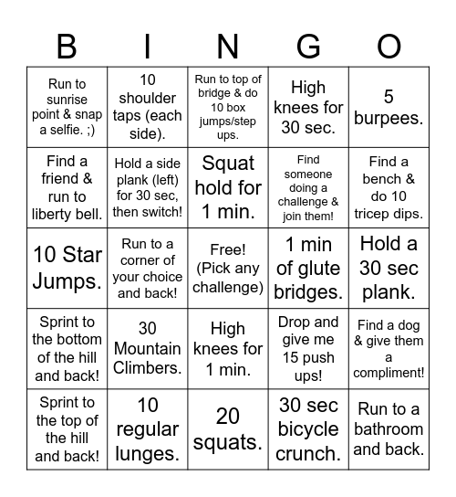 The NP Bingo Challenge Bingo Card