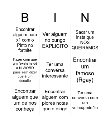 Em nenhum momento podemos dizer que é um desafio/bingo Card