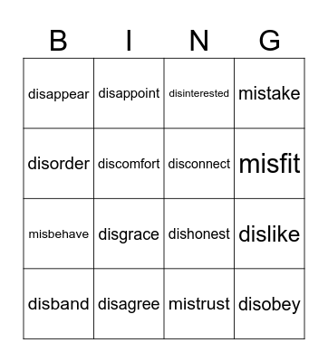 Tutoring Bingo Fun Bingo Card