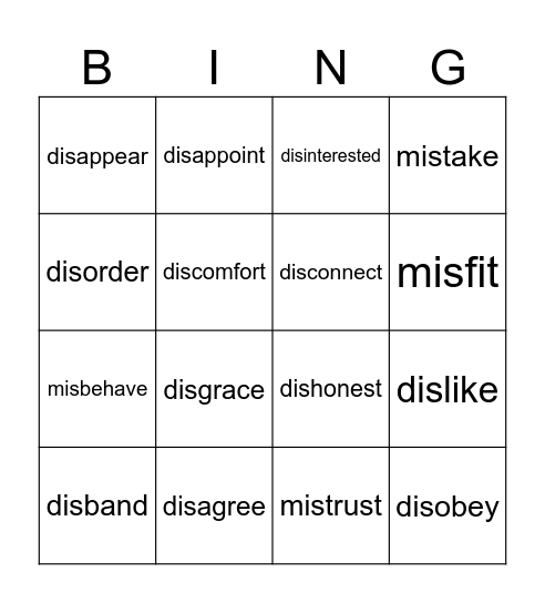 Tutoring Bingo Fun Bingo Card