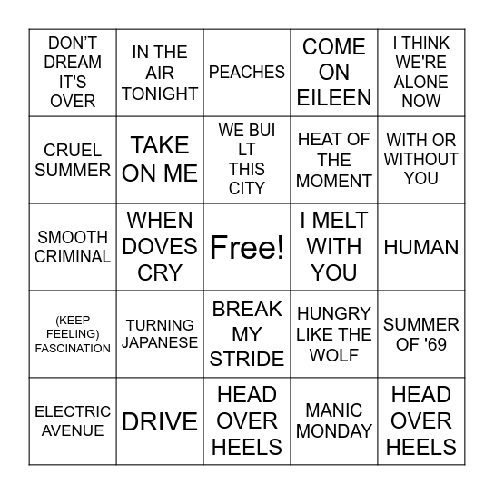 JUST BECAUSE Bingo Card