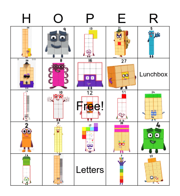 Number blocks Bingo Card