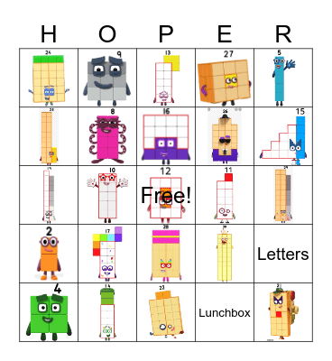 Number blocks Bingo Card