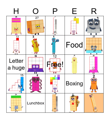 Number blocks Bingo Card