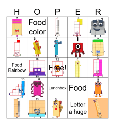 Number blocks Bingo Card