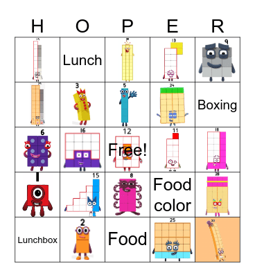 Number blocks Bingo Card