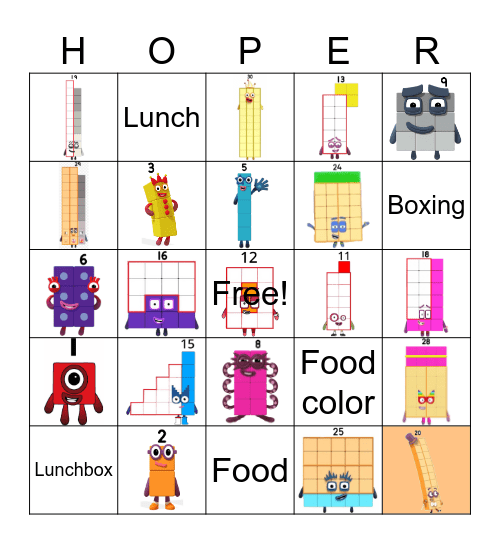 Number blocks Bingo Card