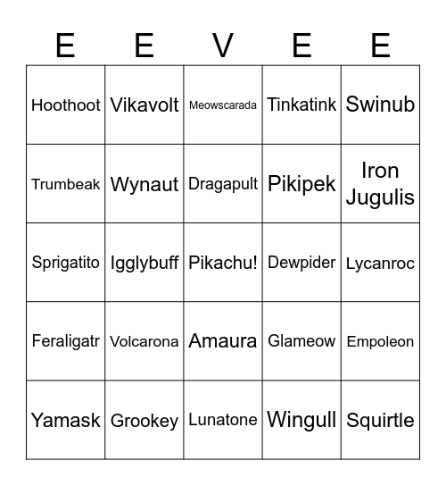 Pokemon Finder 2025 Bingo Card