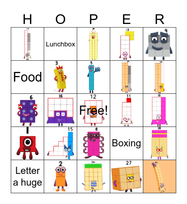 Number blocks Bingo Card
