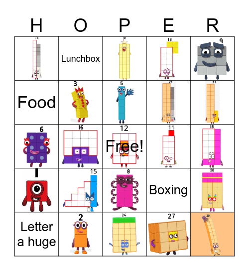 Number blocks Bingo Card