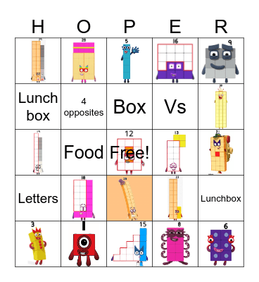 Number blocks Bingo Card