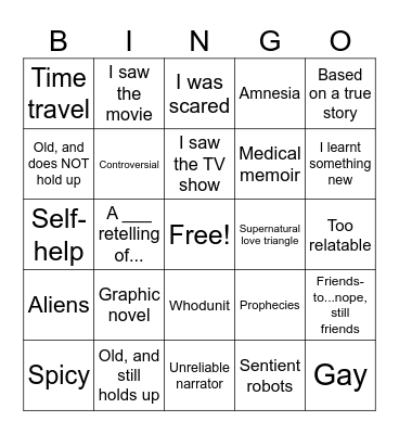 Book Bingo Card