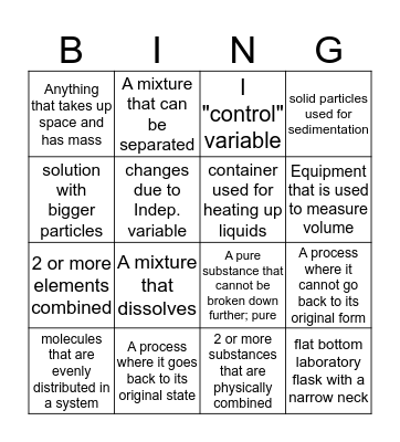 Vocabulary Bingo Card