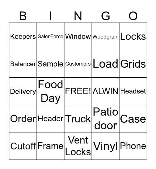 Window Bingo Card