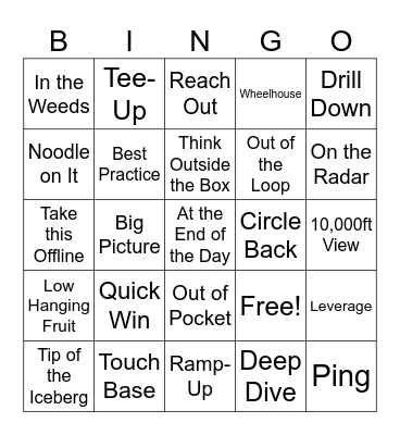 Business Buzzword Bingo Card
