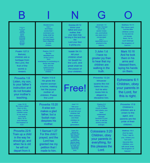 Bible Bingo Card